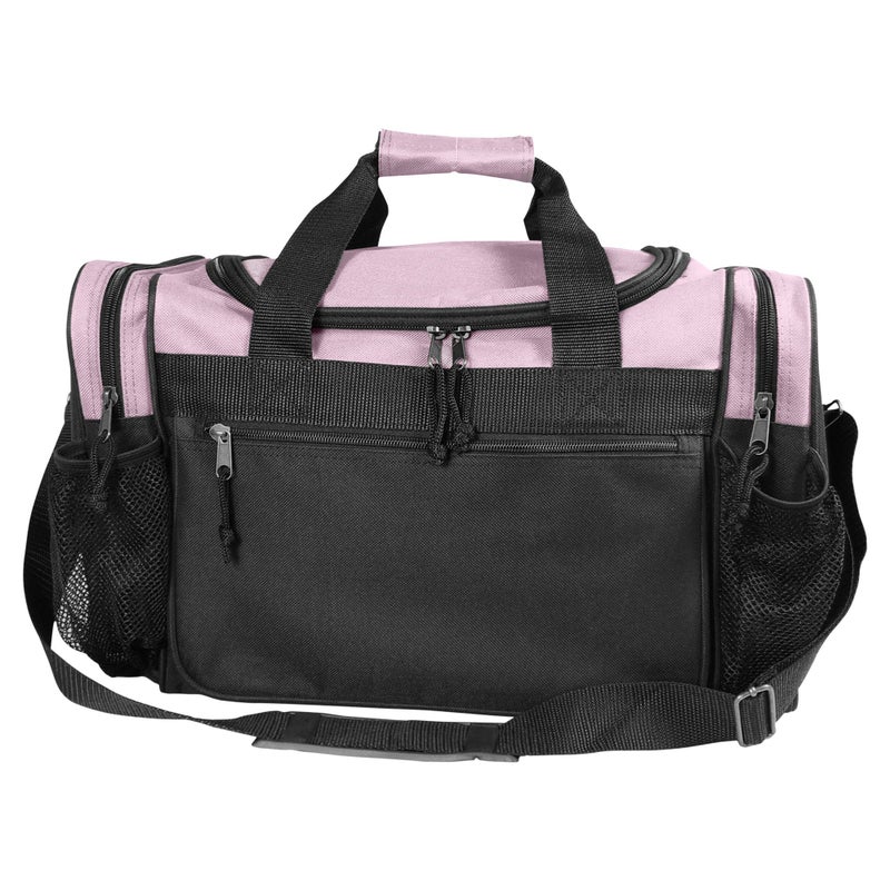DALIX 17" Duffle Travel Bag with Front Mesh Pockets in Pink - Image 2